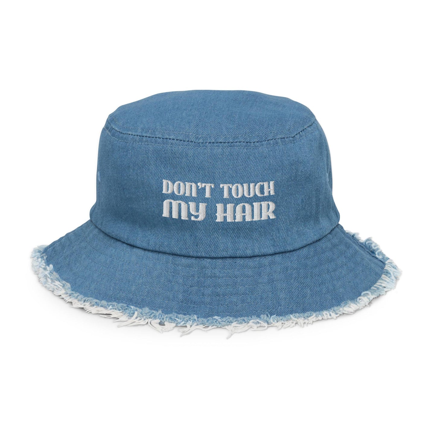 Don't Touch My Hair | Distressed Denim Bucket Hat
