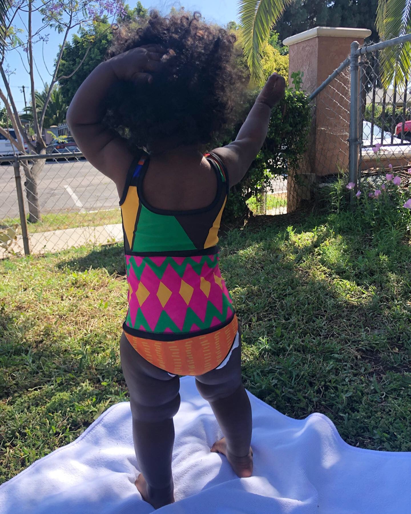 K is for Kente | Little Girls Swim Suit